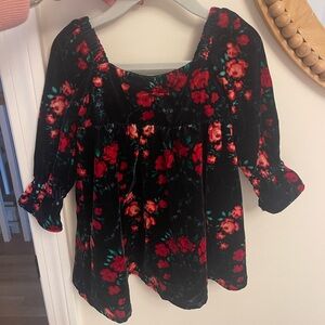 Janie and Jack velvet navy blue and red dress. Christmas. 18-24mos